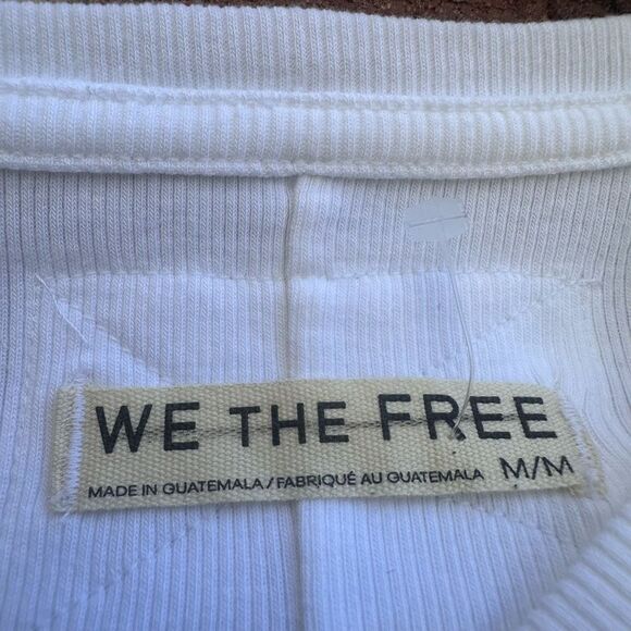 We The Free People Ever Had Tee White Ribbed Cotton Blend T-Shirt Womens Medium - Picture 4 of 10